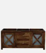 Duro Sheesham Wood 3 Door Wardrobe with Mirror and Drawers – Provincial Teak Finish - Image 9