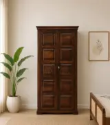 Sheesham Wood 2 Door Wardrobe In Provincial Teak Finish With 3 Shelves