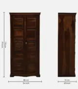 Sheesham Wood 2 Door Wardrobe In Provincial Teak Finish With 3 Shelves - Image 6