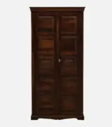 Sheesham Wood 2 Door Wardrobe In Provincial Teak Finish With 3 Shelves - Image 2