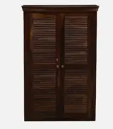 Sheesham Wood 2 Door Wardrobe With Drawers And Door Lock In Provincial Teak Finish - Image 11
