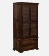 Sheesham Wood 2 Door Wardrobe With Drawers And Door Lock In Provincial Teak Finish - Image 5