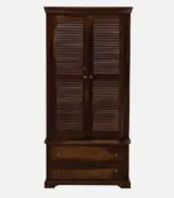 Sheesham Wood 2 Door Wardrobe With Drawers And Door Lock In Provincial Teak Finish - Image 2