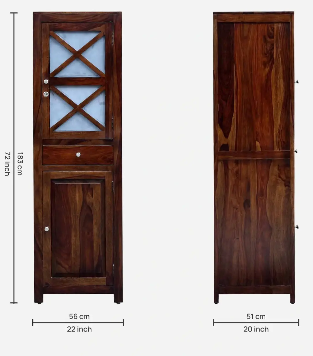 Sheesham Wood Storage Cabinet With Drawer In Provincial Teak Finish 2