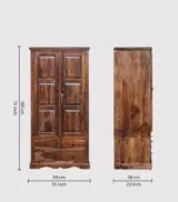 Tovile Sheesham Wood 2 Door Wardrobe With Drawers In Brown Finish - Image 3