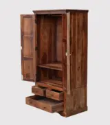 Tovile Sheesham Wood 2 Door Wardrobe With Drawers In Brown Finish - Image 4