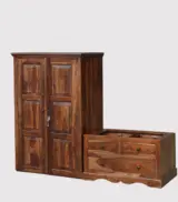 Tovile Sheesham Wood 2 Door Wardrobe With Drawers In Brown Finish - Image 7