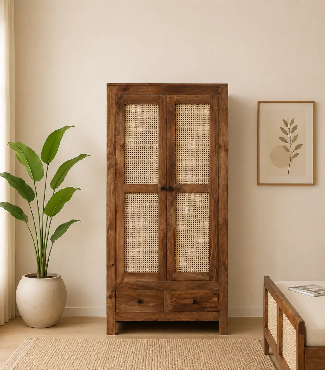 mango-wood-2-door-wardrobe-rattan-jali-drawers-rustic-teak